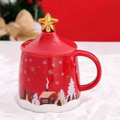 Kerstmok Hoge Waarde Creatieve Keramische Kop Kerstman Koffiekop Cadeaudoos Souvenir Waterbeker Cadeau 301-400ml multi