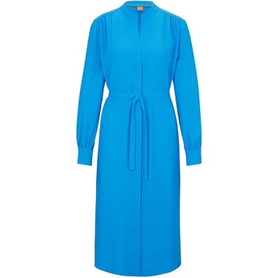 Boss Dibanorah midi-shirtjurk met V-hals en lange mouwen voor dames (Helder Blauw)