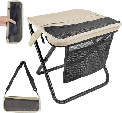 Vouwbare Kruk, Opvouwbare Campingstoel, 28 x 23 x 25 cm, Lichtgewicht, Draagbaar, Geschikt voor Hiking, Vissen en Buitenactiviteiten, Tot 100 kg Belastbaar