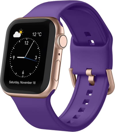 Siliconen bandje - geschikt voor Apple Watch series 1/2/3/4/5/6/7/8/9/10/11/ SE (1,2,3) / Ultra (1,2,3) met maat 44 mm / 45 mm / 46 mm / 49 mm - Paars