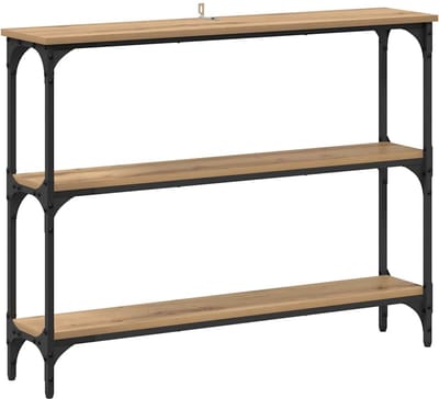 vidaXL - Wandtafel - Artisan - Eiken - 100 - x - 22,5 - x - 75 - cm - Bewerkt - hout