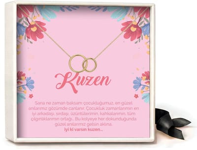 Pera Jewelry - 925 sterling zilveren Twee Ringen ketting - Çift Halka Kolye – Kuzen - Collier - Ketting Dames - Ketting met Hanger