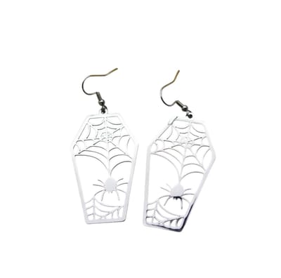 GoedeDoelen.Shop | Oorbellen Freaky Coffin | RVS Oorbellen | Hanger-lengte ca 5,7CM | Zilverkleurig | Halloween | Halloween Accessoire | Oorhangers | Eng | Creepy | Gothic