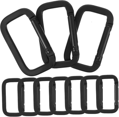 Outdoor Buckles - Draaibare Haken - Sleutel & Bagage - Duurzaam Aluminium - 5x3cm - Zwart