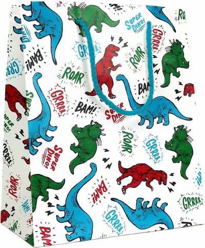 Dino Dinosaurus - Luxe cadeautas met koord voor kinderen - 24 x 10 x 33,5 cm - 3 Stuks