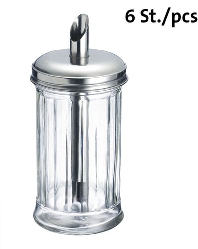 Westmark Suikerdispensers, 6 stuks, inhoud: elk 300 ml, glas/roestvrij staal, New York, zilver/doorzichtig, 652422E2