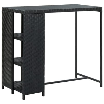 vidaXL - Bartafel - met - opbergrek - 120x60x110 - cm - poly - rattan - zwart