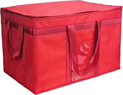 Grote Geïsoleerde Koeltas voor Voedsel, Herbruikbare Dubbele Rits, Ideaal voor Boodschappen en Picknicks, 23"W x 15"H x 14"D, Rood, Casual