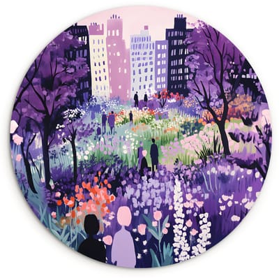 WallCircle® Wandcirkel 120x120 cm - Muurcirkel Park - Bomen - Bloemen - Gebouwen - Muurdecoratie woonkamer - Wanddecoratie slaapkamer - Kamer decoratie accessoires - Ronde schilderijen XXL