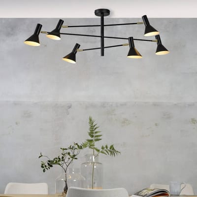 it's about RoMi Plafonniere Izmir - Zwart/Goud - 124x124x40cm - 6L - Modern