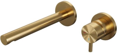 Brauer Gold Edition Inbouw Wastafelmengkraan met Rechte Uitloop en Rozetten Model B1 Goud Geborsteld PVD