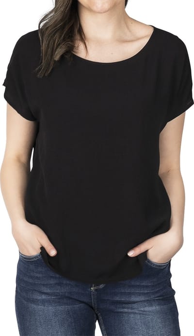 DENIMFY Dames Blouse DFJule regular fit Zwart S Ronde Hals Volwassenen Zomertop - Zomerblouse