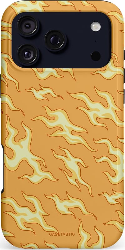 Casetastic hoesje geschikt voor Apple iPhone 17 Pro Max - MagSafe - Dubbellaagse bescherming - Vlammen van passie - Fashion Case - Goud Beige