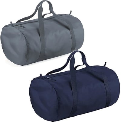 Set van 2x kleine sport/draag tassen 50 x 30 x 26 cm - Donkerblauw en Grijs - Zwemspullen/speelgoed en meer
