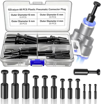 Pneumatische Connectoren - Blindstop Set - Luchtslang Systemen - Veelzijdige Maten - 4 6 8 10 mm - zwart