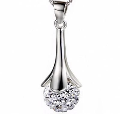 Zirkonia ketting- Tulp- Witgoud verguld- Charme Bijoux