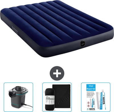 Intex Luchtbed - Twijfelaar - 137 x 191 x 25 cm - Blauw - Inclusief Pomp - Hoeslaken en Reparatieset