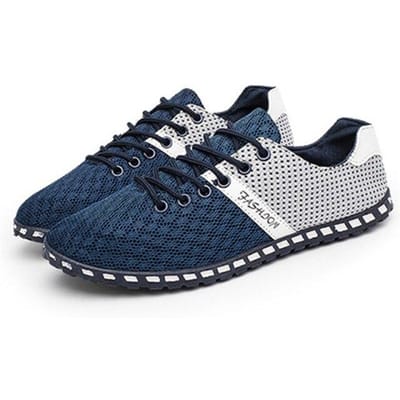 Chaussures pour hommes Été Respirantes Chaussures en Mesh Aéré Hommes Style à Lacets Chaussures Décontractées Baskets Chaussures Chaussures Décontractées 46 bleu foncé