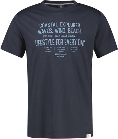 LERROS T-shirt van puur katoen met slogan-opdruk, grote maten , Maat: 3XL , Kleur: CLASSIC NAVY , 100% katoen
