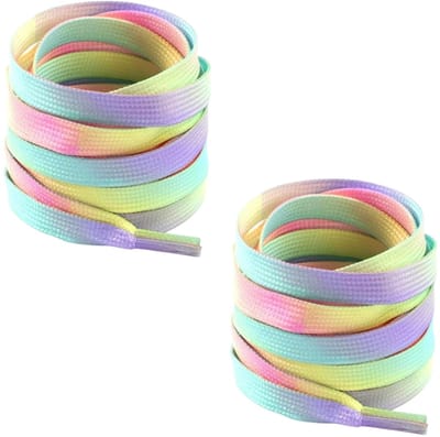 Fako Fashion - Schoenveters - Plat - 8mm - 120cm - 1 Paar - 2 Stuks - Regenboog Soft
