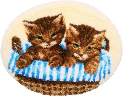 Vervaco - Knoopvormtapijt kit - Kittens in mand - PN-0180277 - Borduren - Borduurpakket - Borduurpakket volwassenen - Borduurpakket kind