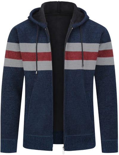 ALLTHEMEN Heren Capuchon Cardigan - Gestreepte Rits - 3XL