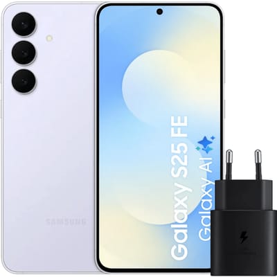 Samsung Galaxy S25 FE 256GB Lichtblauw 5G + Samsung Oplader 25 Watt Zwart