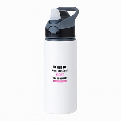 Hacebo® - ik heb de meest geweldige nicht van wereld (klopt, deze mok heb ik van haar) waterfles met rietje zwart - de meest geweldigste nicht - verjaardagscadeau - verjaardag - cadeau - cadeautje voor nicht - water fles - 650ML