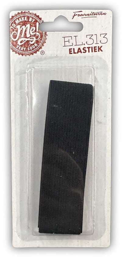 Elastiek - Zwart - ca. 1,5cm breedte en 1m lengte