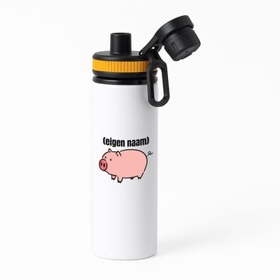 Hacebo® - varken met eigen naam waterfles met draaidop oranje - Varken - boeren/varken liefhebbers - iemand die houdt van varkens - verjaardag - cadeau - kado - geschenk - water fles - 850ML