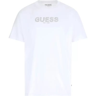 GUESS Ss Bsc  Embroid Pure White Maat: L | Basic T-Shirts Outlet | Heren | Wit