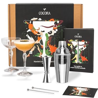 8-delige Cocktailset voor Perfecte Martini's | Luxe Cocktailshaker, Maatbeker en Martini Glazen