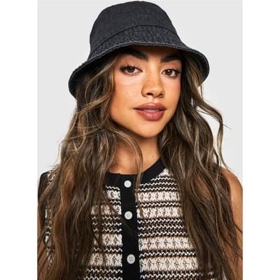 boohoo Dames Zwarte Denim Bucket Hat
