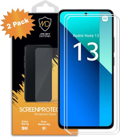 2-Pack MobyDefend Screenprotectors - Geschikt voor Xiaomi Redmi Note 13 4G - Case-Friendly Screensavers - Gehard Glas