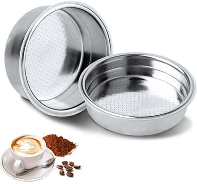 EXCITAT 2 stuks koffiefilters - 51 mm koffiefilters - roestvrij staal - geschikt voor een- en tweekops hogedrukkoffiezetapparaten - voor filterkoffiezetapparaten - herbruikbaar