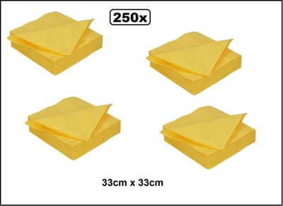 250x Servetten 33cm geel - 2 laags - DiDi Tissue - servetten diner 100% biologisch afbreekbaar festival thema feest restaurant party pasen