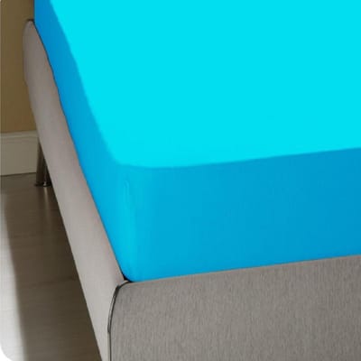 Homéé® Hoeslaken Jersey stretch aqua 120x200/220 +30 cm twijfelaar bed 100% katoen‎