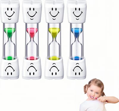 4-Pack Zandlopers voor Kinderen: 3 Minuten Tandenpoetsen Timer met Smiley Gezicht