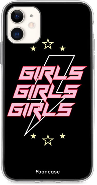 Fooncase Hoesje Geschikt voor iPhone 11 - Shockproof Case - Back Cover / Soft Case - Rebell Girls (sterretjes bliksem girls)