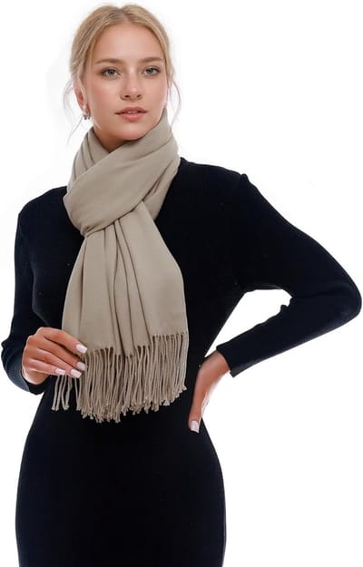Dames sjaal Winter Herfst – Warme Zachte Omslagdoek Shawl – 70 x 200 cm , taupe