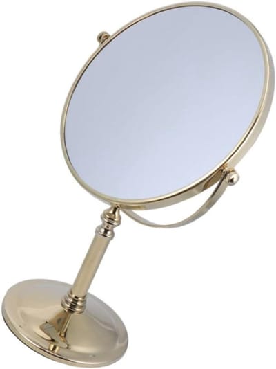 Draaibare make-upspiegel - Tafelspiegel met licht - Make-up aanbrengen - Vergrotend dubbelzijdig - 8 inch - Goud