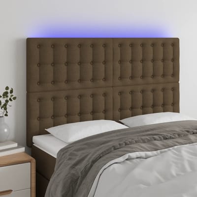 vidaXL - Hoofdbord - LED - 144x5x118/128 - cm - stof - donkerbruin