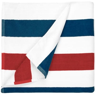 The One Towelling Strandlaken Gestreept - 90 x 190 cm - Badlaken - Handdoek - 100% zacht katoen - Marineblauw/Rood