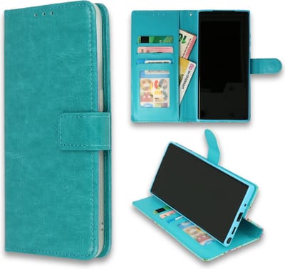 HB Hoesje Geschikt voor Motorola Moto G7 & G7 Plus - Portemonnee Book Case - Kaarthouder & Magneetlipje - Turquoise