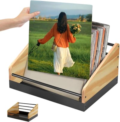 Albumhouder - Platenopslagrek - Muziek Collectie Organiseren - Antislip Stabiliteit - 41 x 31 x 5 cm - Zwart