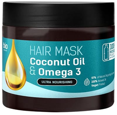 Natuurlijke Kokosolie en Omega-3 haar Masker - sterk haar met glans - alle haar typen 295 ml