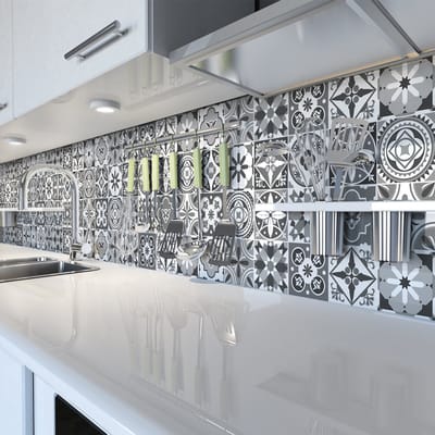 Zelfklevende muurtegelstickers voor keuken en badkamer - 30 Benjamin Azulejos tegelstickers - 30 stickers 10x10cm