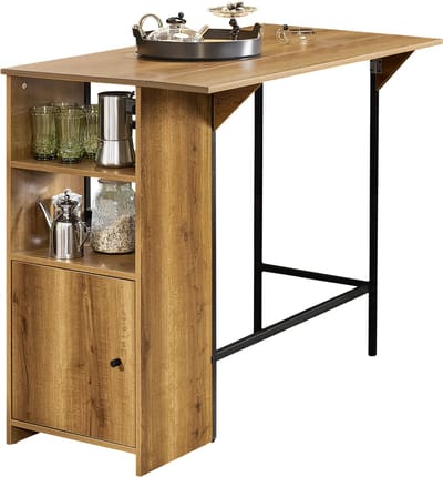 Mara Bartafel - Keukentafel - Opbergruimte - Bruin - MDF - 120 x 63 x 95 cm