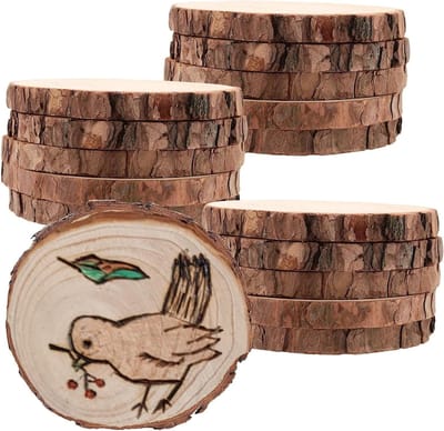 16 Stuks Natuurlijke Houten Schijven van 14-15 cm, Onbewerkte Cirkelvormige Plankjes voor Knutselen, Schilderen, Bruiloften en DIY Decoraties