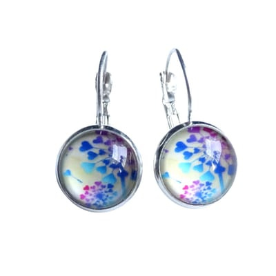 2 Love it Dandelion Heart - Oorbellen - Lengte 3 cm - Diameter 12 mm - Blauw - Geel - Roze - Paars - Wit - Zilverkleurig